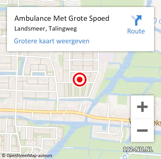 Locatie op kaart van de 112 melding: Ambulance Met Grote Spoed Naar Landsmeer, Talingweg op 20 juni 2021 11:30