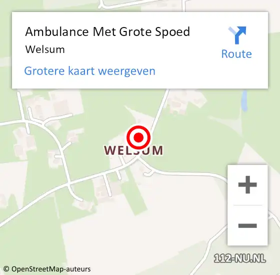 Locatie op kaart van de 112 melding: Ambulance Met Grote Spoed Naar Welsum op 20 juni 2021 11:38