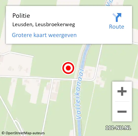 Locatie op kaart van de 112 melding: Politie Leusden, Leusbroekerweg op 20 juni 2021 11:46