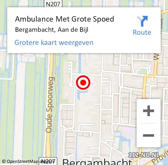 Locatie op kaart van de 112 melding: Ambulance Met Grote Spoed Naar Bergambacht, Aan de Bijl op 20 juni 2021 11:48