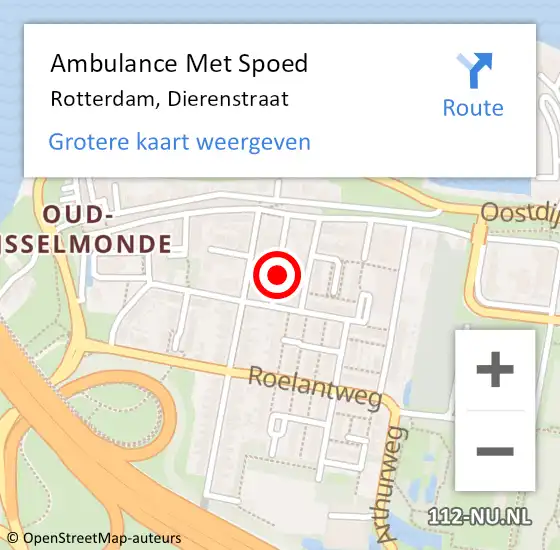 Locatie op kaart van de 112 melding: Ambulance Met Spoed Naar Rotterdam, Dierenstraat op 20 juni 2021 11:53