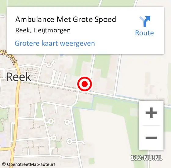 Locatie op kaart van de 112 melding: Ambulance Met Grote Spoed Naar Reek, Heijtmorgen op 20 juni 2021 12:10