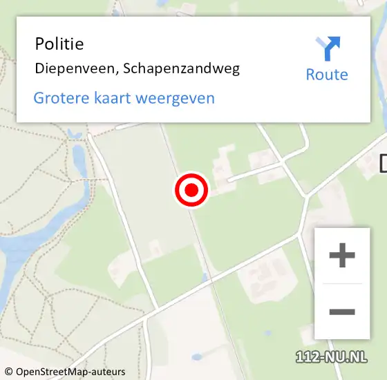 Locatie op kaart van de 112 melding: Politie Diepenveen, Schapenzandweg op 20 juni 2021 12:13