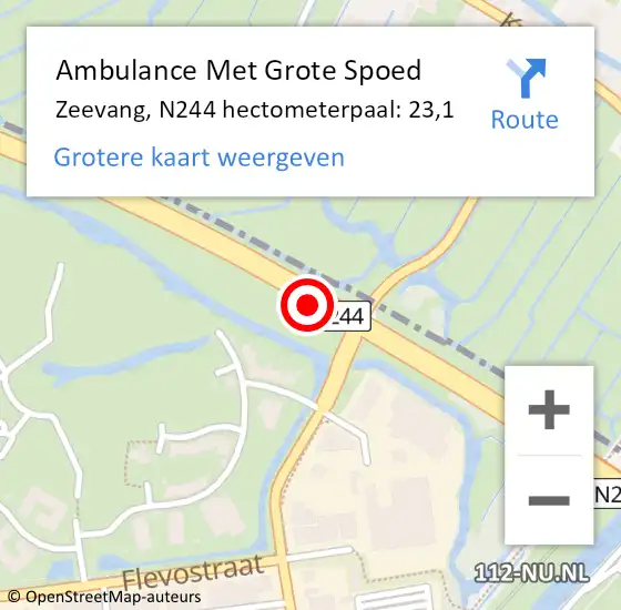 Locatie op kaart van de 112 melding: Ambulance Met Grote Spoed Naar Zeevang, N244 hectometerpaal: 23,1 op 20 juni 2021 12:17