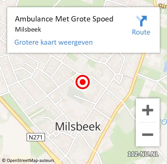 Locatie op kaart van de 112 melding: Ambulance Met Grote Spoed Naar Milsbeek op 20 juni 2021 12:40