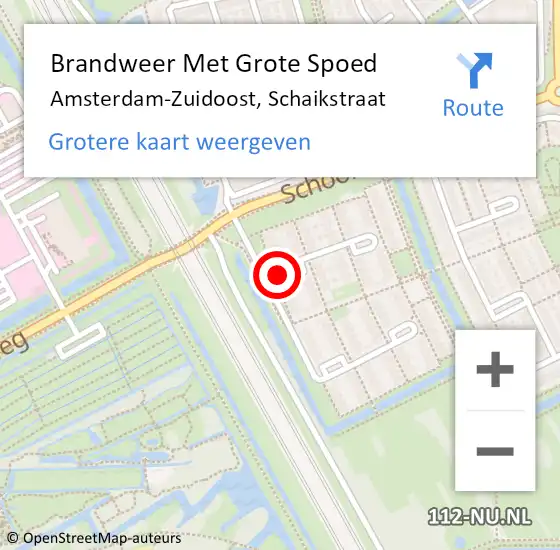 Locatie op kaart van de 112 melding: Brandweer Met Grote Spoed Naar Amsterdam-Zuidoost, Schaikstraat op 20 juni 2021 12:44