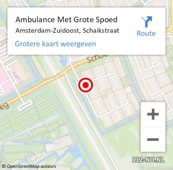 Locatie op kaart van de 112 melding: Ambulance Met Grote Spoed Naar Amsterdam-Zuidoost, Schaikstraat op 20 juni 2021 12:44