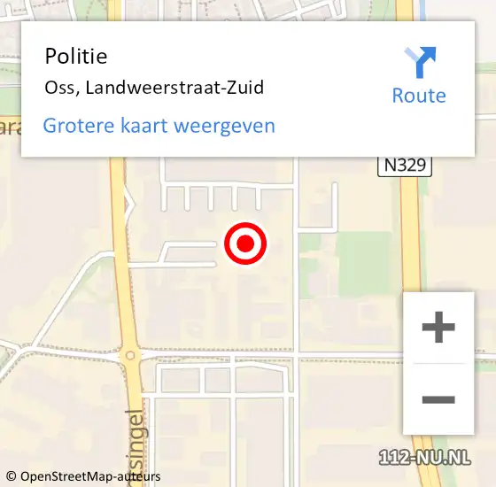 Locatie op kaart van de 112 melding: Politie Oss, Landweerstraat-Zuid op 20 juni 2021 12:46