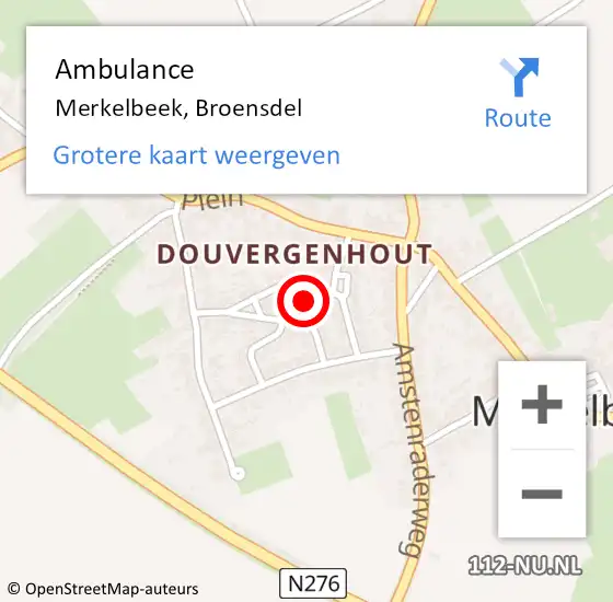 Locatie op kaart van de 112 melding: Ambulance Merkelbeek, Broensdel op 13 juni 2014 20:42