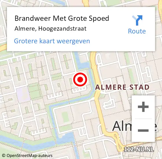 Locatie op kaart van de 112 melding: Brandweer Met Grote Spoed Naar Almere, Hoogezandstraat op 20 juni 2021 12:49