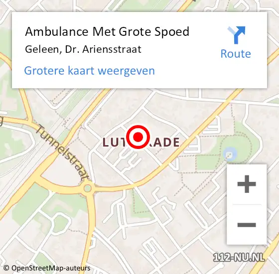 Locatie op kaart van de 112 melding: Ambulance Met Grote Spoed Naar Geleen, Dr. Ariensstraat op 13 juni 2014 20:44