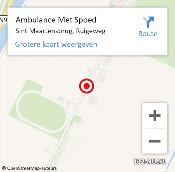 Locatie op kaart van de 112 melding: Ambulance Met Spoed Naar Sint Maartensbrug, Ruigeweg op 20 juni 2021 13:11