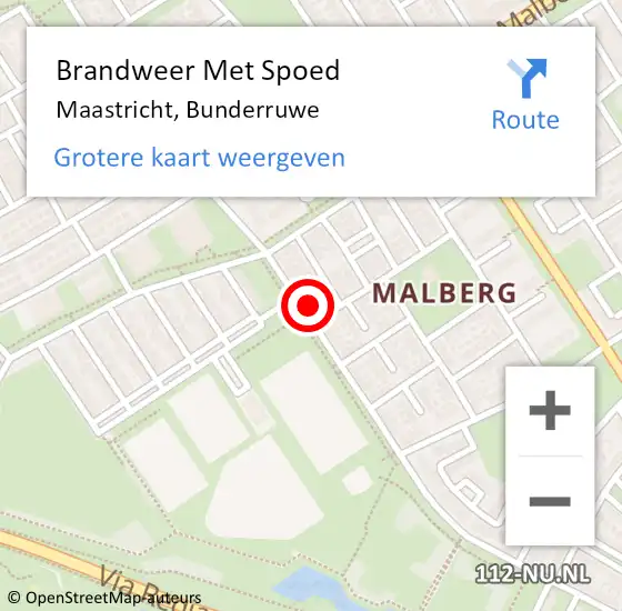 Locatie op kaart van de 112 melding: Brandweer Met Spoed Naar Maastricht, Bunderruwe op 20 juni 2021 13:38