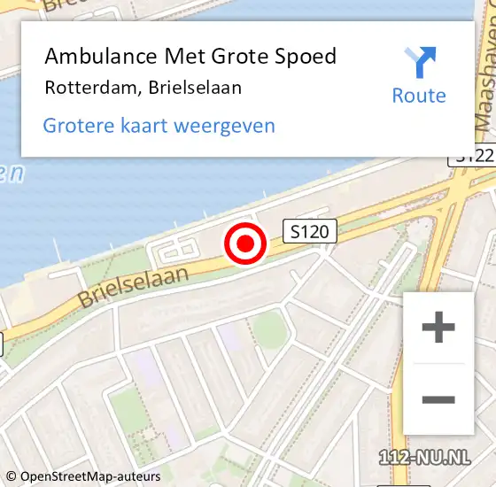 Locatie op kaart van de 112 melding: Ambulance Met Grote Spoed Naar Rotterdam, Brielselaan op 20 juni 2021 13:40