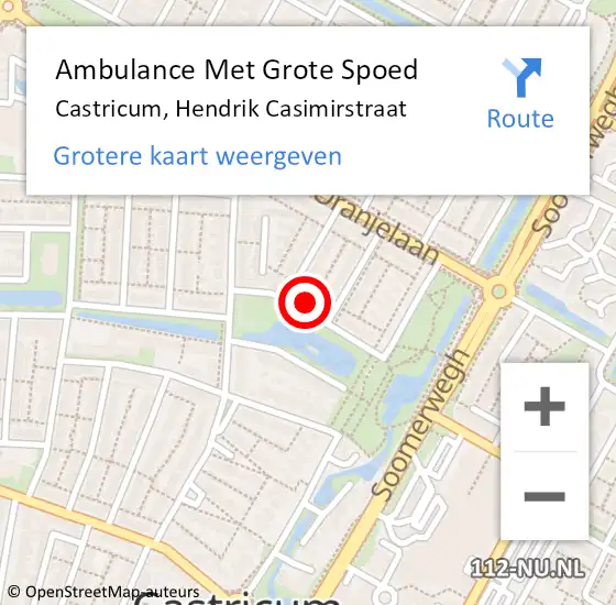 Locatie op kaart van de 112 melding: Ambulance Met Grote Spoed Naar Castricum, Hendrik Casimirstraat op 20 juni 2021 13:52