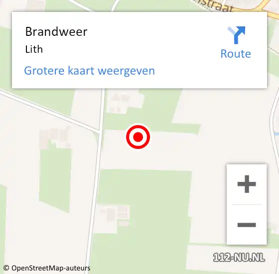 Locatie op kaart van de 112 melding: Brandweer Lith op 20 juni 2021 13:59