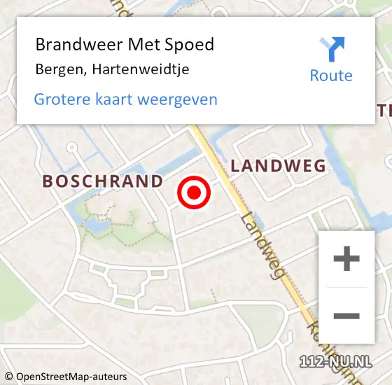 Locatie op kaart van de 112 melding: Brandweer Met Spoed Naar Bergen, Hartenweidtje op 20 juni 2021 14:07