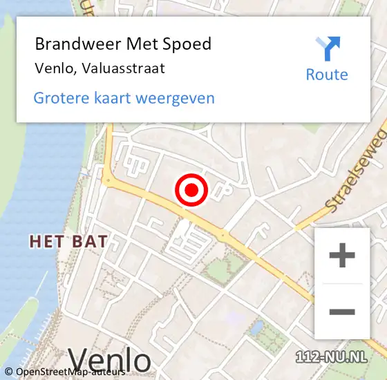 Locatie op kaart van de 112 melding: Brandweer Met Spoed Naar Venlo, Valuasstraat op 20 juni 2021 14:08