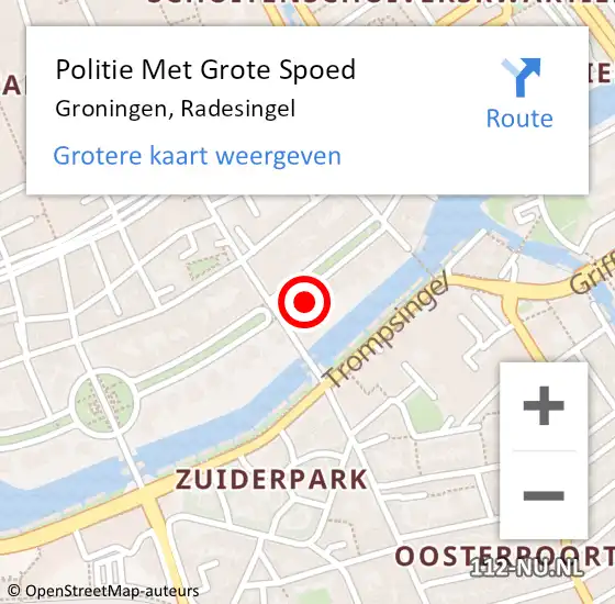 Locatie op kaart van de 112 melding: Politie Met Grote Spoed Naar Groningen, Radesingel op 20 juni 2021 14:09