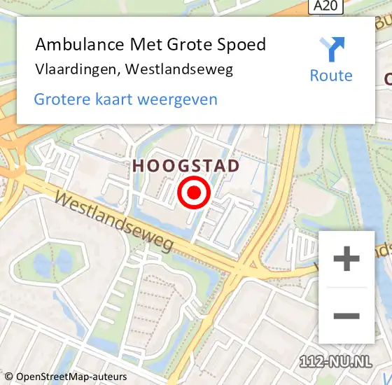 Locatie op kaart van de 112 melding: Ambulance Met Grote Spoed Naar Vlaardingen, Westlandseweg op 20 juni 2021 14:10