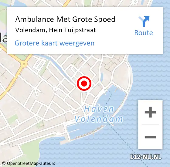 Locatie op kaart van de 112 melding: Ambulance Met Grote Spoed Naar Volendam, Hein Tuijpstraat op 20 juni 2021 14:11