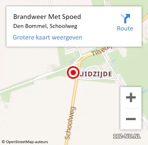 Locatie op kaart van de 112 melding: Brandweer Met Spoed Naar Den Bommel, Schoolweg op 20 juni 2021 14:13