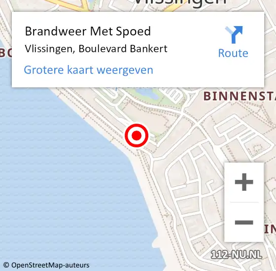 Locatie op kaart van de 112 melding: Brandweer Met Spoed Naar Vlissingen, Boulevard Bankert op 20 juni 2021 14:13