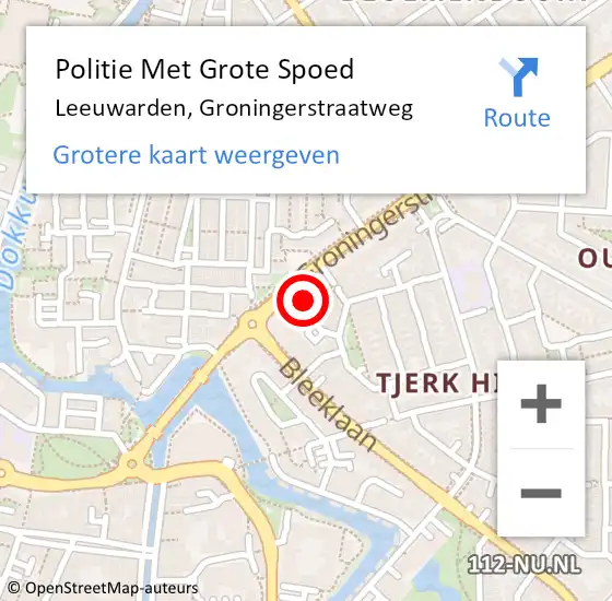 Locatie op kaart van de 112 melding: Politie Met Grote Spoed Naar Leeuwarden, Groningerstraatweg op 20 juni 2021 14:25