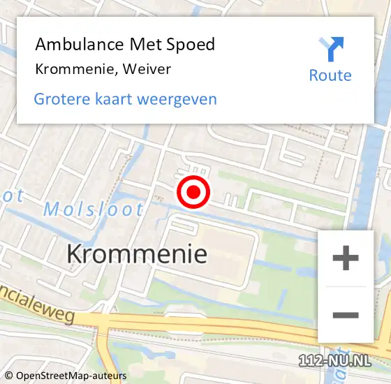Locatie op kaart van de 112 melding: Ambulance Met Spoed Naar Krommenie, Weiver op 20 juni 2021 14:36