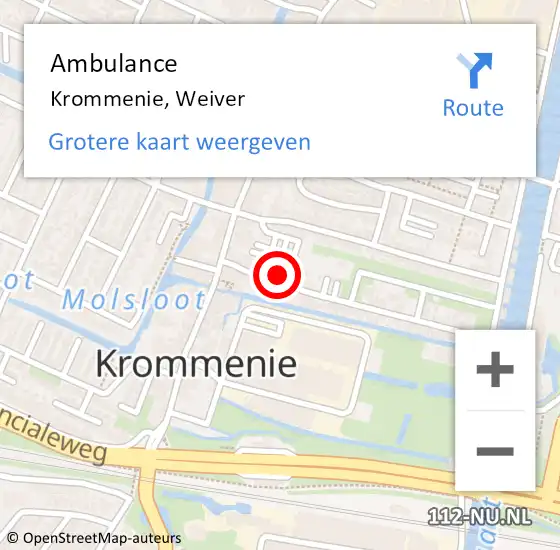 Locatie op kaart van de 112 melding: Ambulance Krommenie, Weiver op 20 juni 2021 14:37