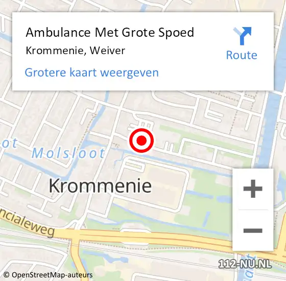 Locatie op kaart van de 112 melding: Ambulance Met Grote Spoed Naar Krommenie, Weiver op 20 juni 2021 14:37