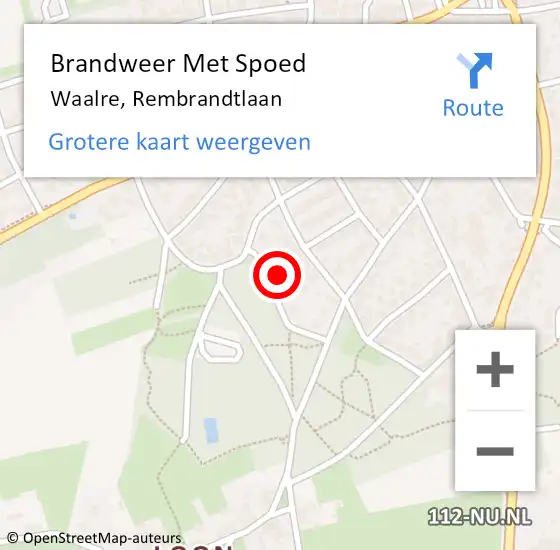 Locatie op kaart van de 112 melding: Brandweer Met Spoed Naar Waalre, Rembrandtlaan op 20 juni 2021 14:39