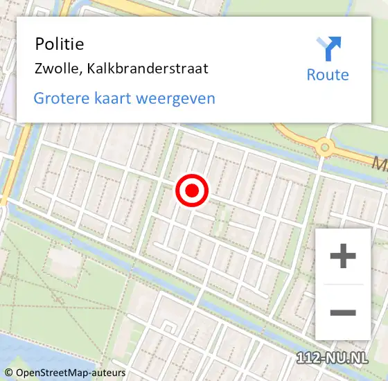 Locatie op kaart van de 112 melding: Politie Zwolle, Kalkbranderstraat op 20 juni 2021 14:45