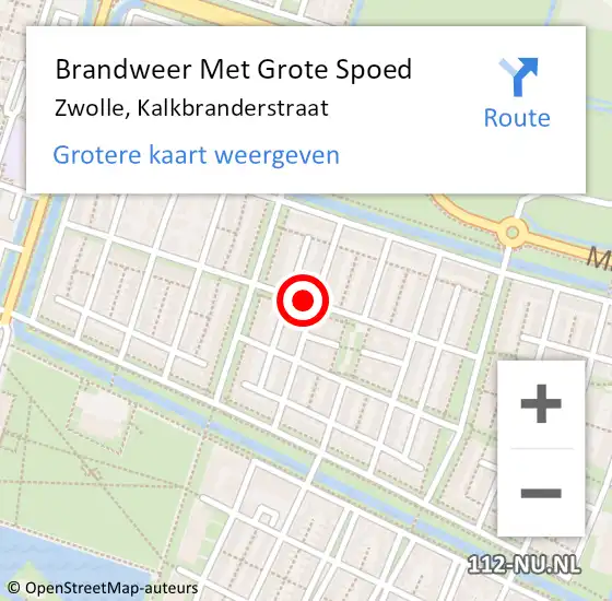 Locatie op kaart van de 112 melding: Brandweer Met Grote Spoed Naar Zwolle, Kalkbranderstraat op 20 juni 2021 14:45