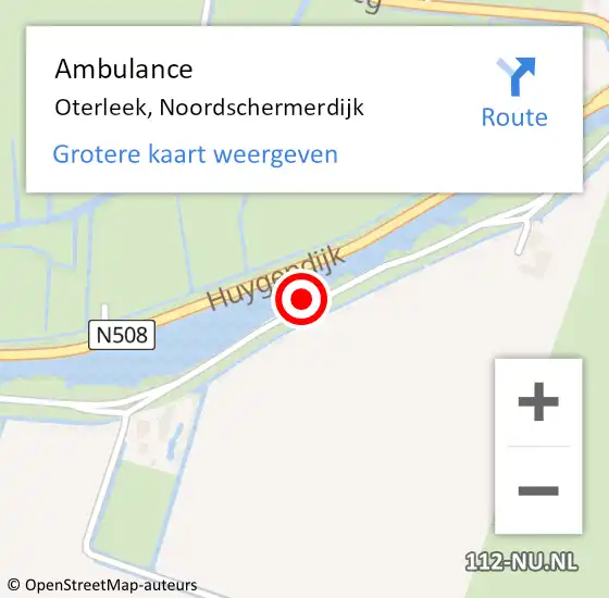 Locatie op kaart van de 112 melding: Ambulance Oterleek, Noordschermerdijk op 20 juni 2021 14:58