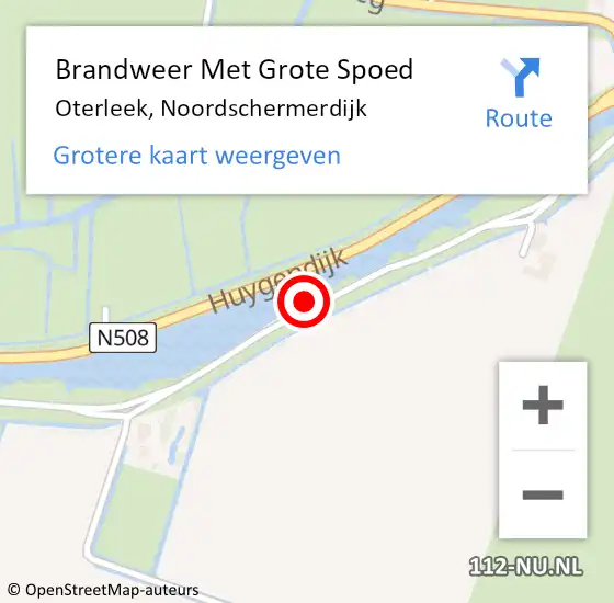 Locatie op kaart van de 112 melding: Brandweer Met Grote Spoed Naar Oterleek, Noordschermerdijk op 20 juni 2021 14:58