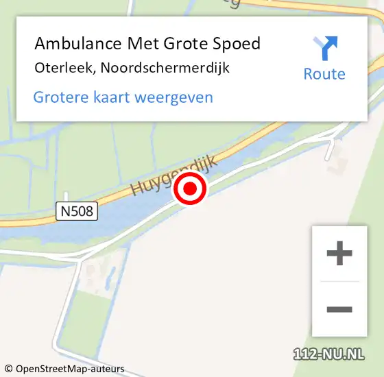 Locatie op kaart van de 112 melding: Ambulance Met Grote Spoed Naar Oterleek, Noordschermerdijk op 20 juni 2021 14:59