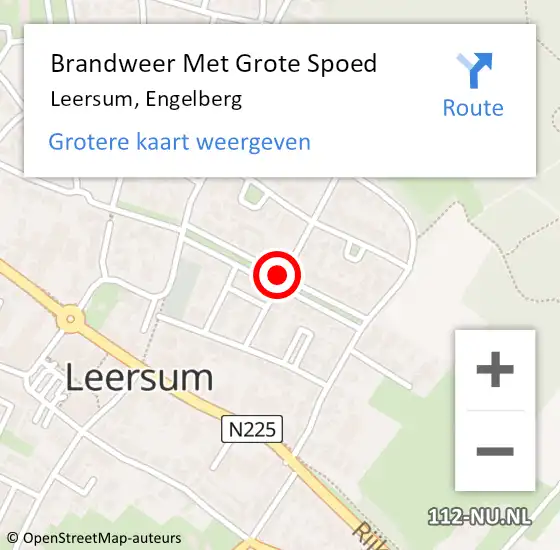 Locatie op kaart van de 112 melding: Brandweer Met Grote Spoed Naar Leersum, Engelberg op 20 juni 2021 15:00