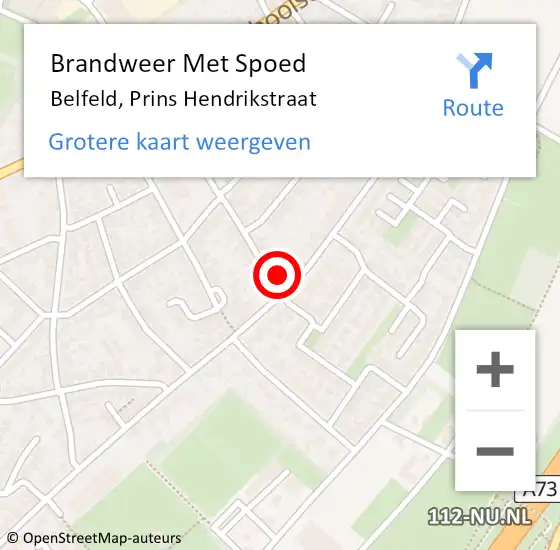 Locatie op kaart van de 112 melding: Brandweer Met Spoed Naar Belfeld, Prins Hendrikstraat op 20 juni 2021 15:19