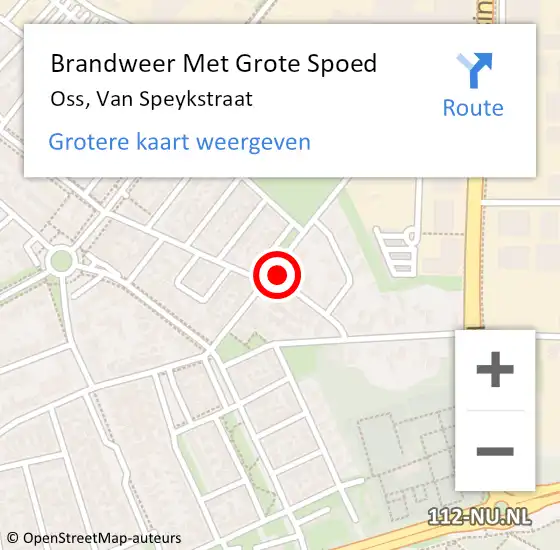 Locatie op kaart van de 112 melding: Brandweer Met Grote Spoed Naar Oss, Van Speykstraat op 20 juni 2021 16:17