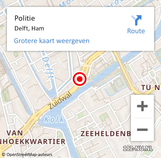 Locatie op kaart van de 112 melding: Politie Delft, Ham op 20 juni 2021 16:18