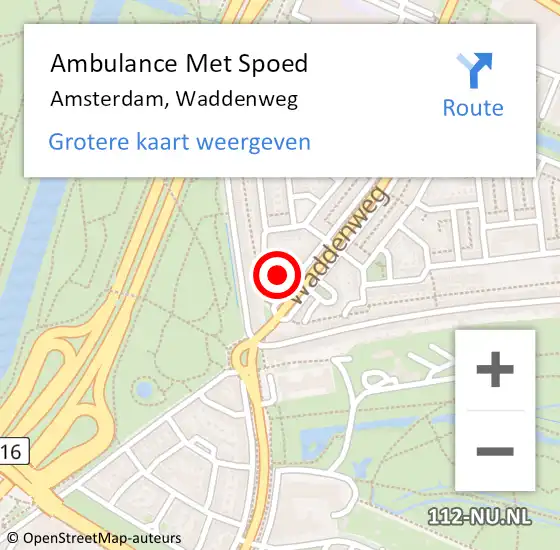 Locatie op kaart van de 112 melding: Ambulance Met Spoed Naar Amsterdam, Waddenweg op 20 juni 2021 16:39