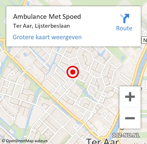 Locatie op kaart van de 112 melding: Ambulance Met Spoed Naar Ter Aar, Lijsterbeslaan op 20 juni 2021 16:40