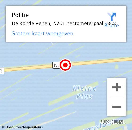 Locatie op kaart van de 112 melding: Politie De Ronde Venen, N201 hectometerpaal: 58,8 op 20 juni 2021 16:40