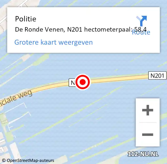 Locatie op kaart van de 112 melding: Politie De Ronde Venen, N201 hectometerpaal: 58,4 op 20 juni 2021 16:41