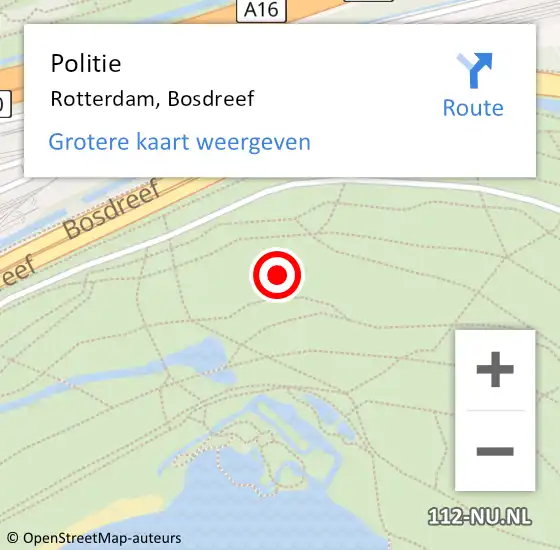 Locatie op kaart van de 112 melding: Politie Rotterdam, Bosdreef op 20 juni 2021 16:47