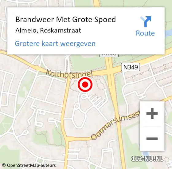 Locatie op kaart van de 112 melding: Brandweer Met Grote Spoed Naar Almelo, Roskamstraat op 20 juni 2021 16:48