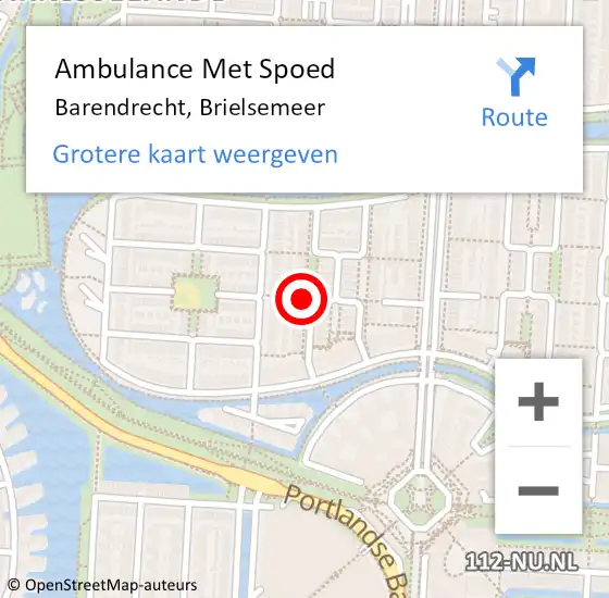 Locatie op kaart van de 112 melding: Ambulance Met Spoed Naar Barendrecht, Brielsemeer op 20 juni 2021 16:59