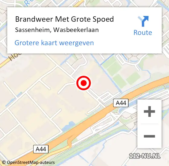 Locatie op kaart van de 112 melding: Brandweer Met Grote Spoed Naar Sassenheim, Wasbeekerlaan op 20 juni 2021 17:00