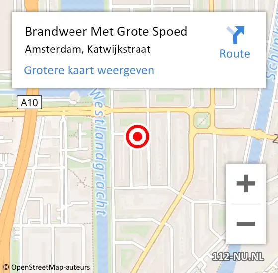 Locatie op kaart van de 112 melding: Brandweer Met Grote Spoed Naar Amsterdam, Katwijkstraat op 20 juni 2021 17:00